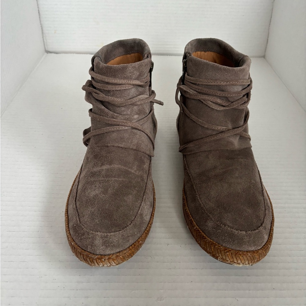 UGG Moccasin Ankle Boot Womens Size 8.5 Taupe Brown Suede Slouch Reid Bootie - Picture 7 of 8